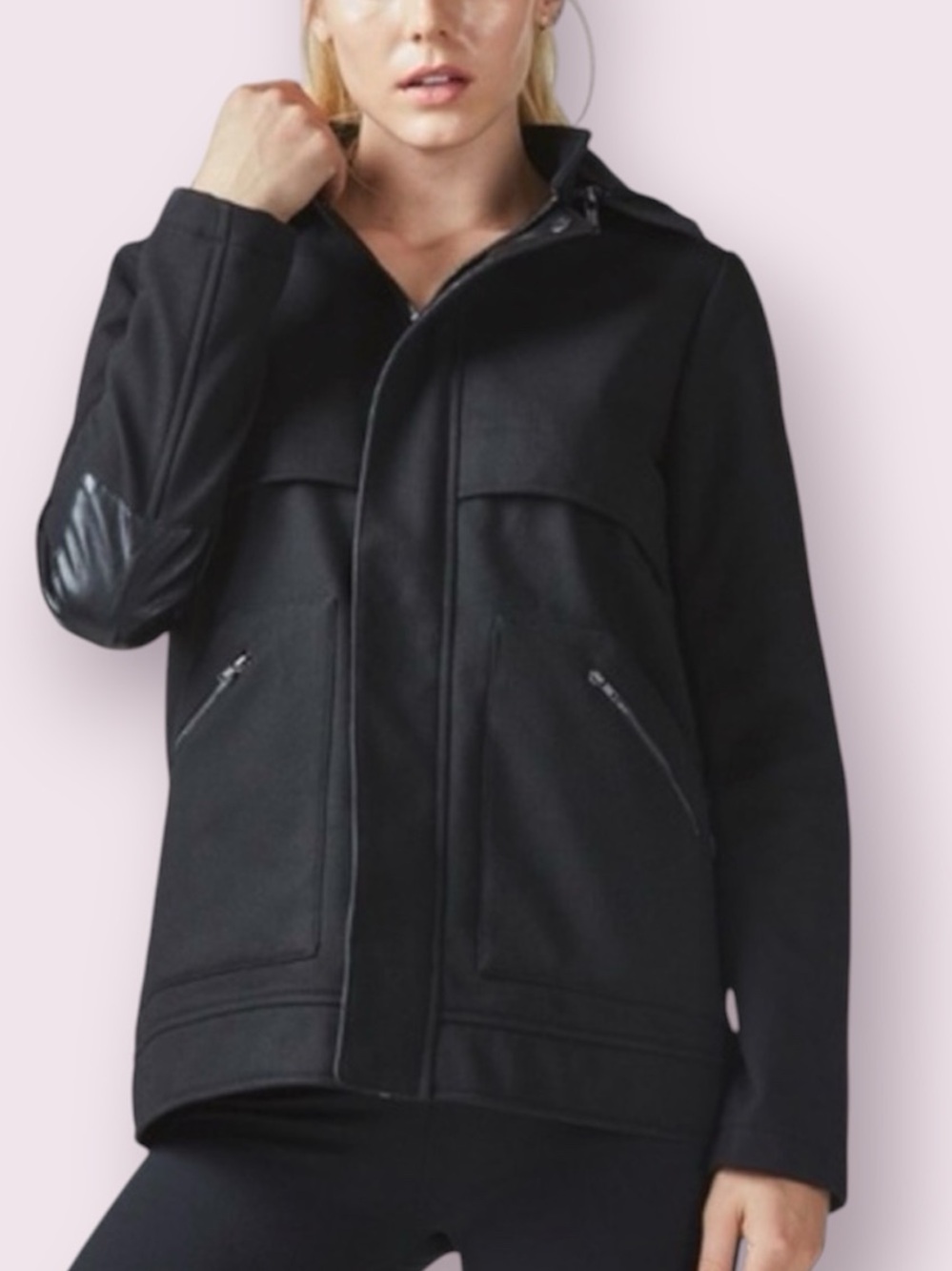 Fabletics Pella Coat Jacket With Hood Water Resistant Black Size Small